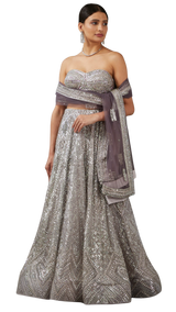 Purple Undertoned Silver Sequined Lehenga