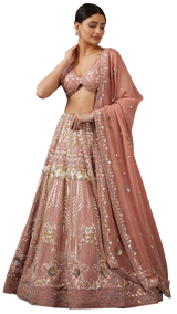 Creamy Coral 3D Fully Embellished Lehenga