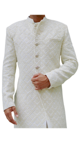 Mens Ivory Lakhnavi Sherwani Set