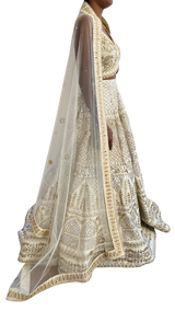 White & Gold Fully Heavily Mirrored Luxury Lehenga