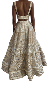 White & Gold Fully Heavily Mirrored Luxury Lehenga