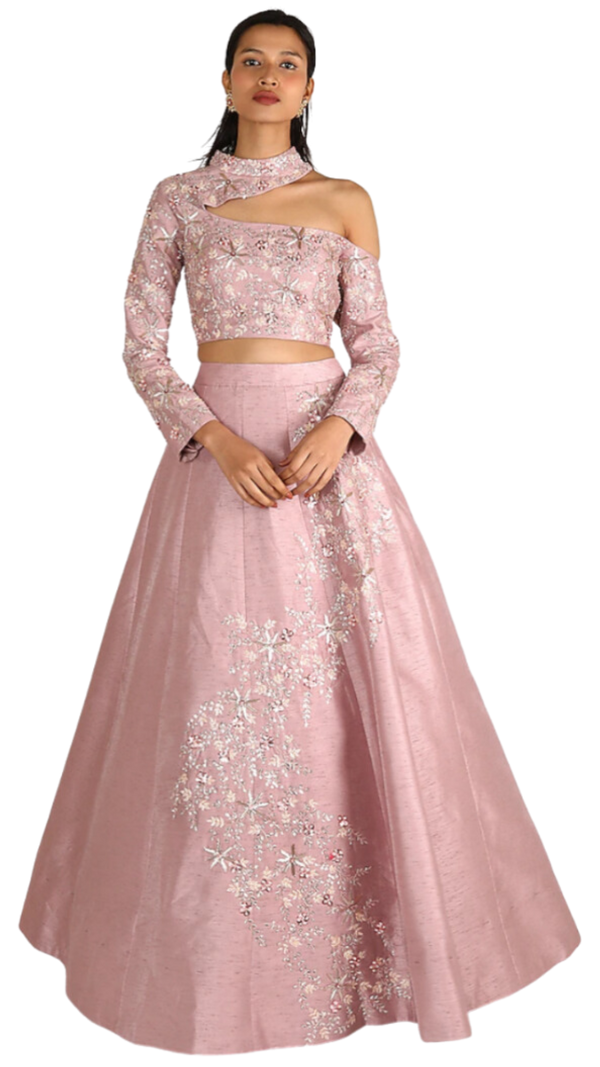 SAMPLE SALE: Blush Pink Cut-Out Lehenga