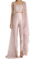 Dramatic Blush Draped Pant Set - Preserve