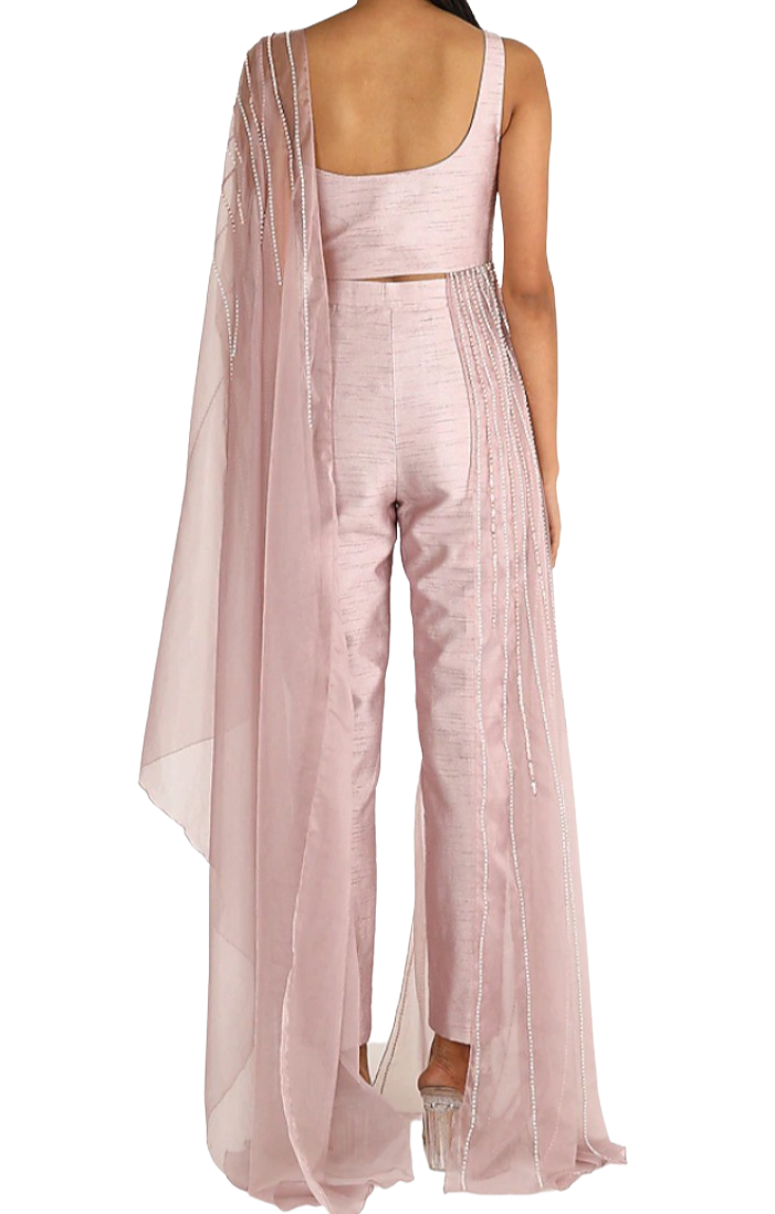 Dramatic Blush Draped Pant Set - Preserve