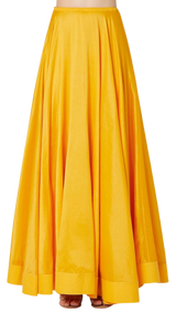 Gold and Yellow Swan Foil Print Kurta with Skirt