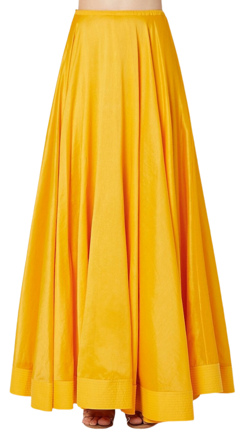 SAMPLE SALE: Gold and Yellow Swan Foil Print Kurta with Skirt