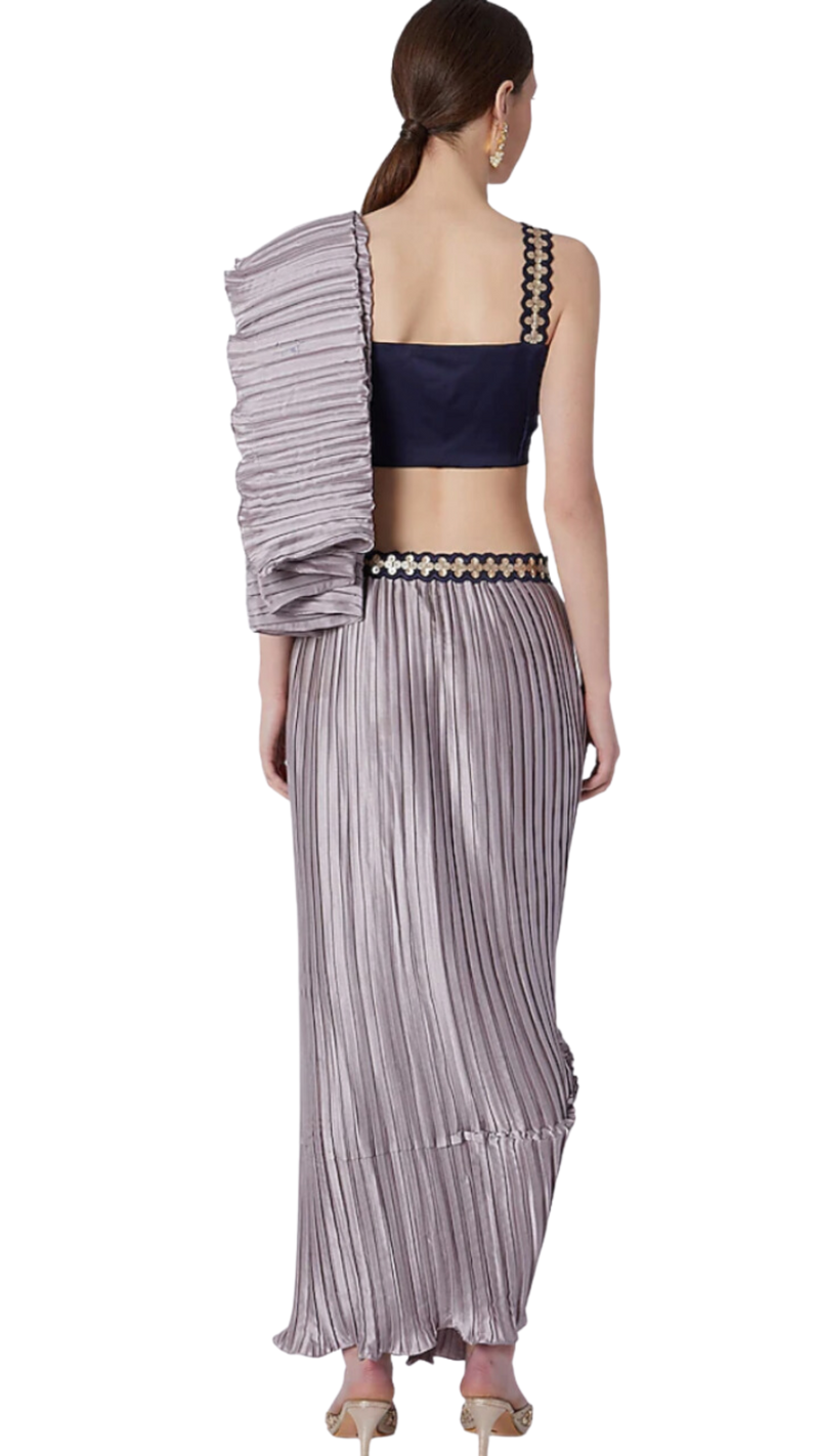 SAMPLE SALE: Lavender Pre-Draped Sari