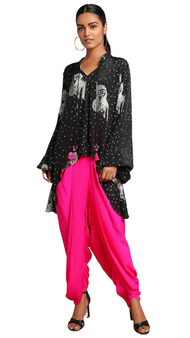 Pink Dhoti Print Masaba Set