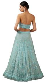 Light Blue Fully Beaded Floral Embellished Lehenga