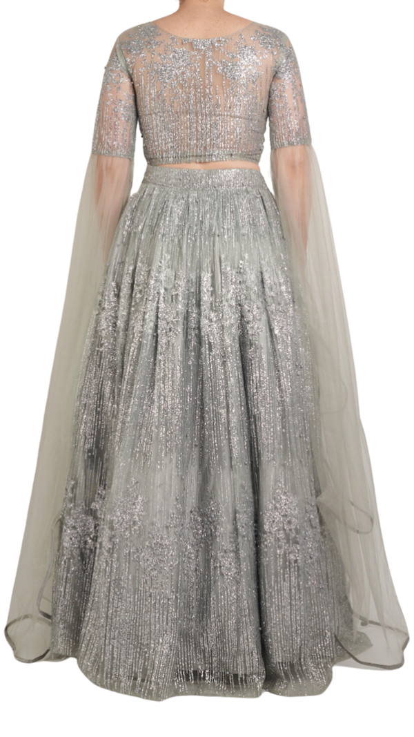 Silver Embellished Shimmering Lehenga