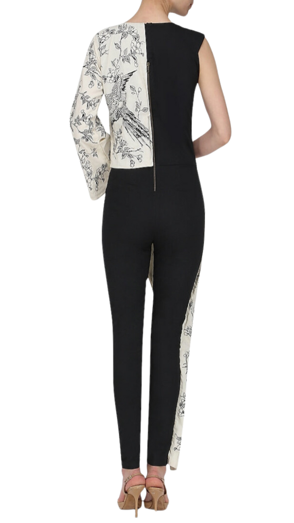 Scenic Applique Black & White Jumpsuit