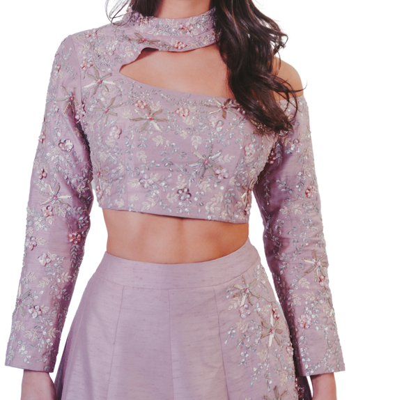 Blush Pink Cut-Out Lehenga - Preserve