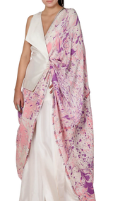 Digital Printed Pre-Draped Sari Jumpsuit - Preserve