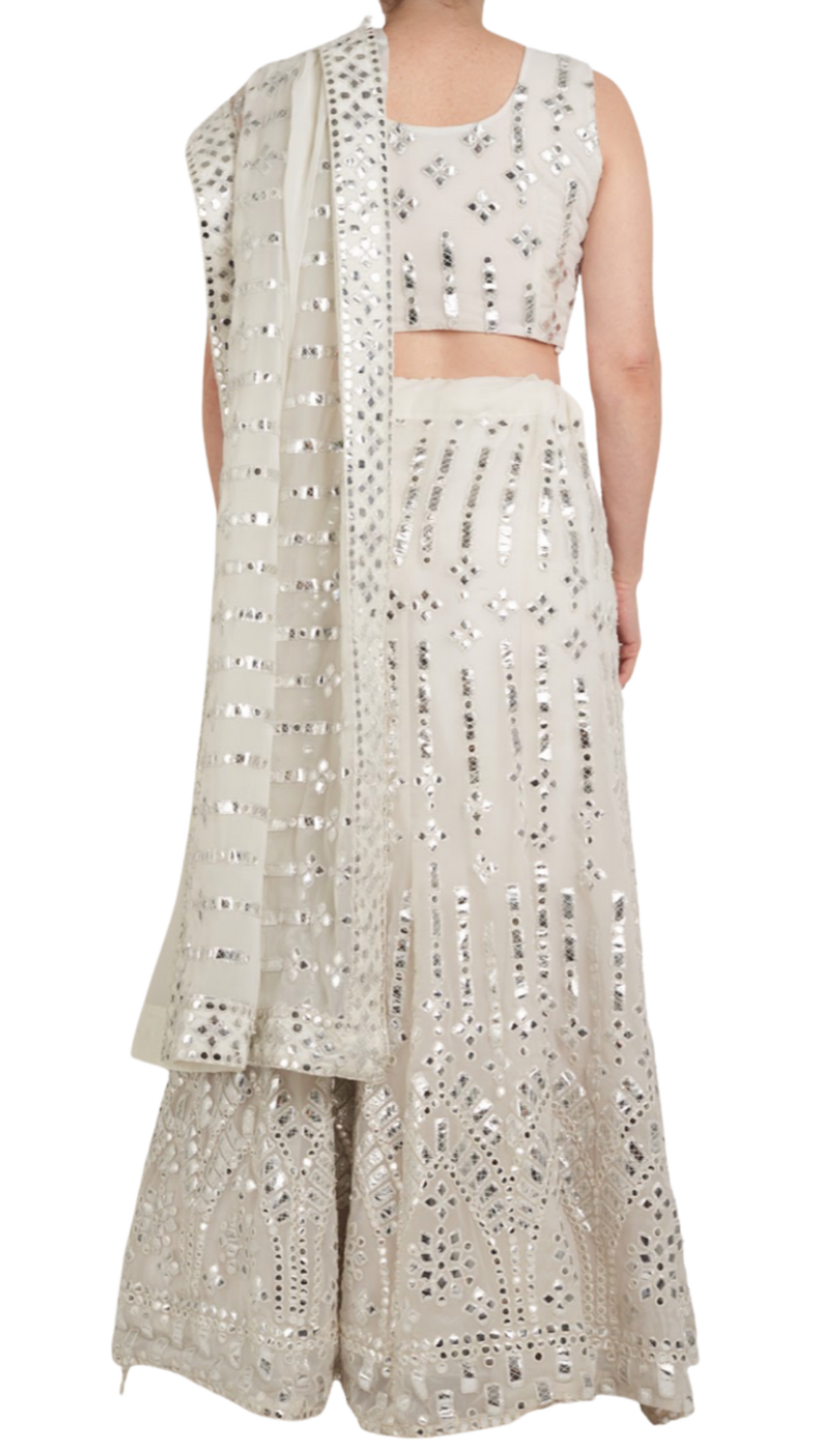 White Mirrored Lehenga