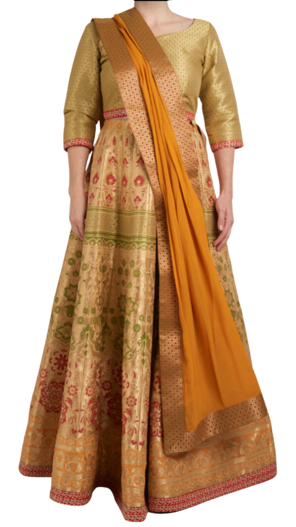 Yellow Gold Banarasi Lehenga