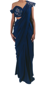 Royal Blue Reception Sari - Preserve