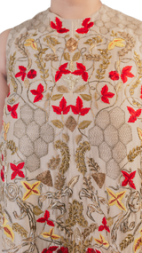 Gold Embroidered Sleeveless Kurta - Preserve