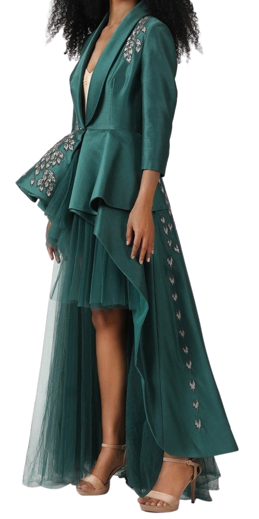 Asymmetrical Emerald Jacket Tulle Dress - Preserve