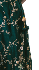 Emerald Green Embroidered Lehenga - Preserve