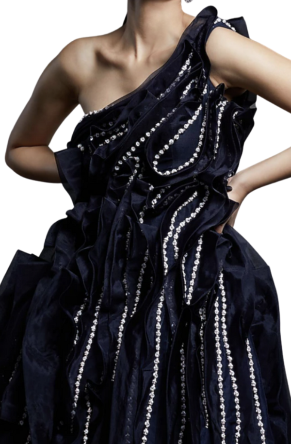 Midnight Blue Beaded Gown: Sample Sale - Preserve