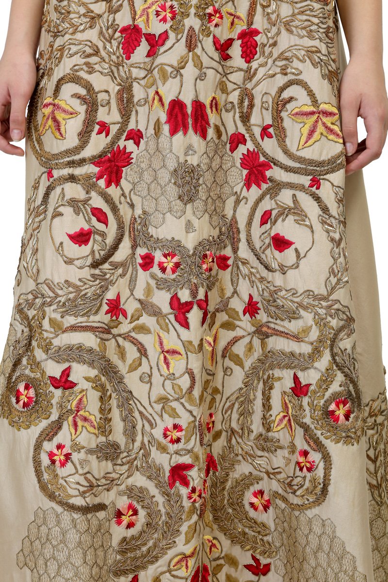 Gold Embroidered Sleeveless Kurta - Preserve