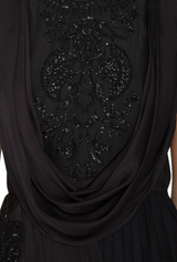 Sequinned Embroidered Black Draped Dress - Preserve