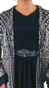 Silver and Navy Embroidered Jacket with Anarkali - Preserve