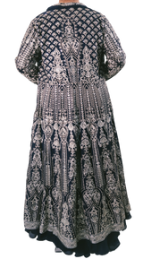 Silver and Navy Embroidered Jacket with Anarkali - Preserve
