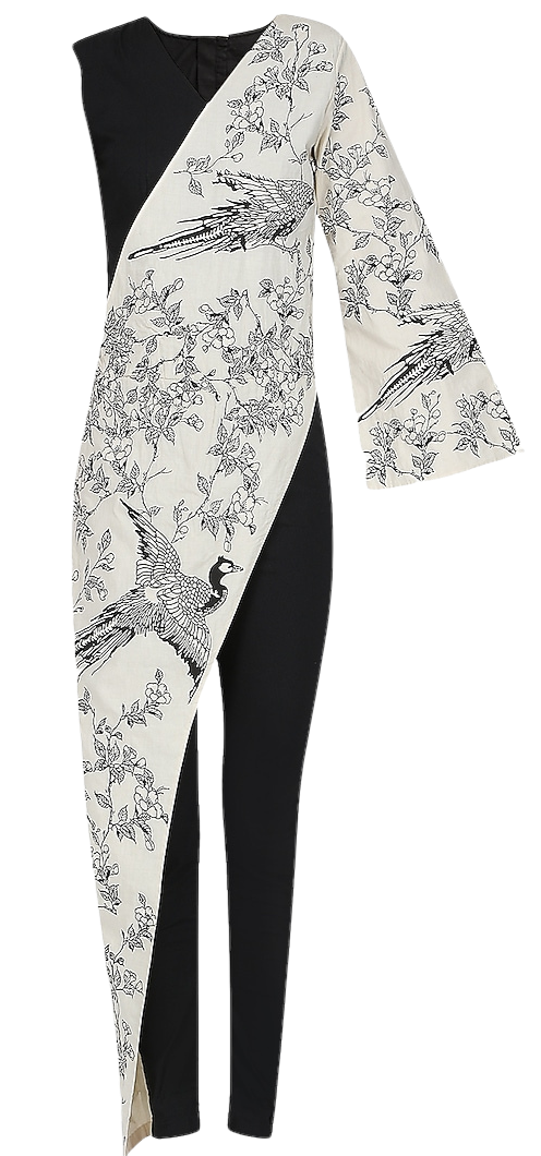 Scenic Applique Black & White Jumpsuit - Preserve