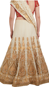 Linen with Gold Embroidered Lehenga - Preserve