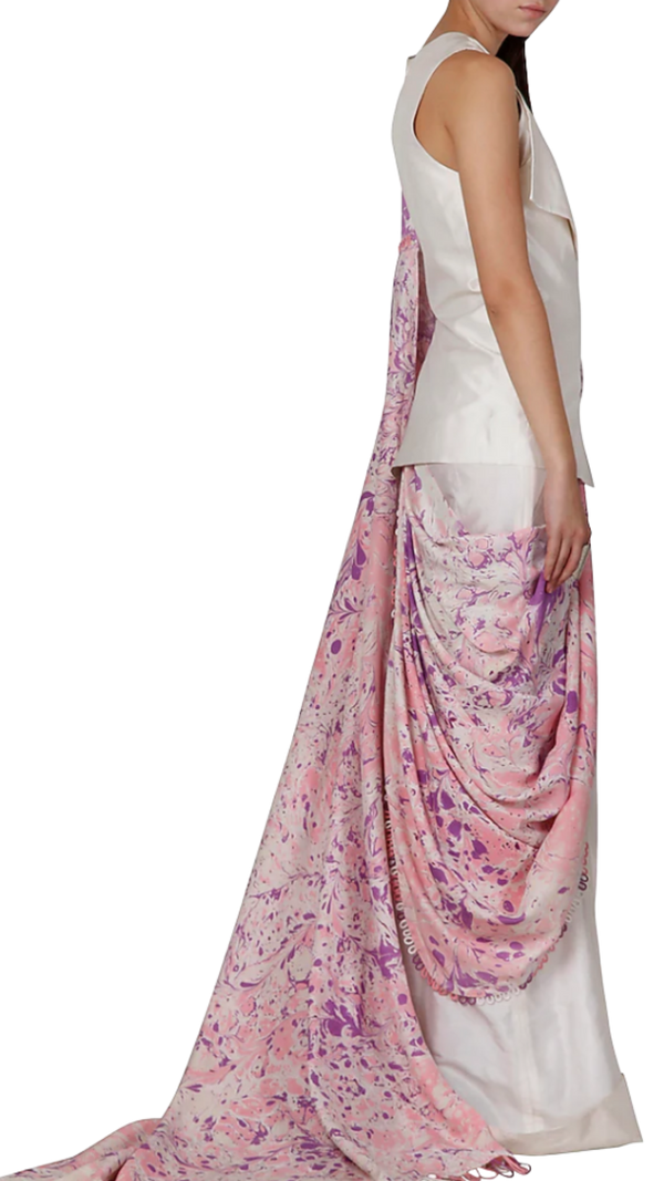 Digital Printed Pre-Draped Sari Jumpsuit - Preserve
