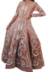 Light Brown Zari and Dori Embroidered Anarkali Gown - Preserve