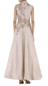 Baby Pink Embroidered Cutout Gown: Sample Sale - Preserve
