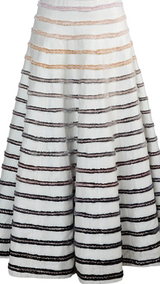 White Striped Skirt With Off-Shoulder Ruffled Top - Preserve