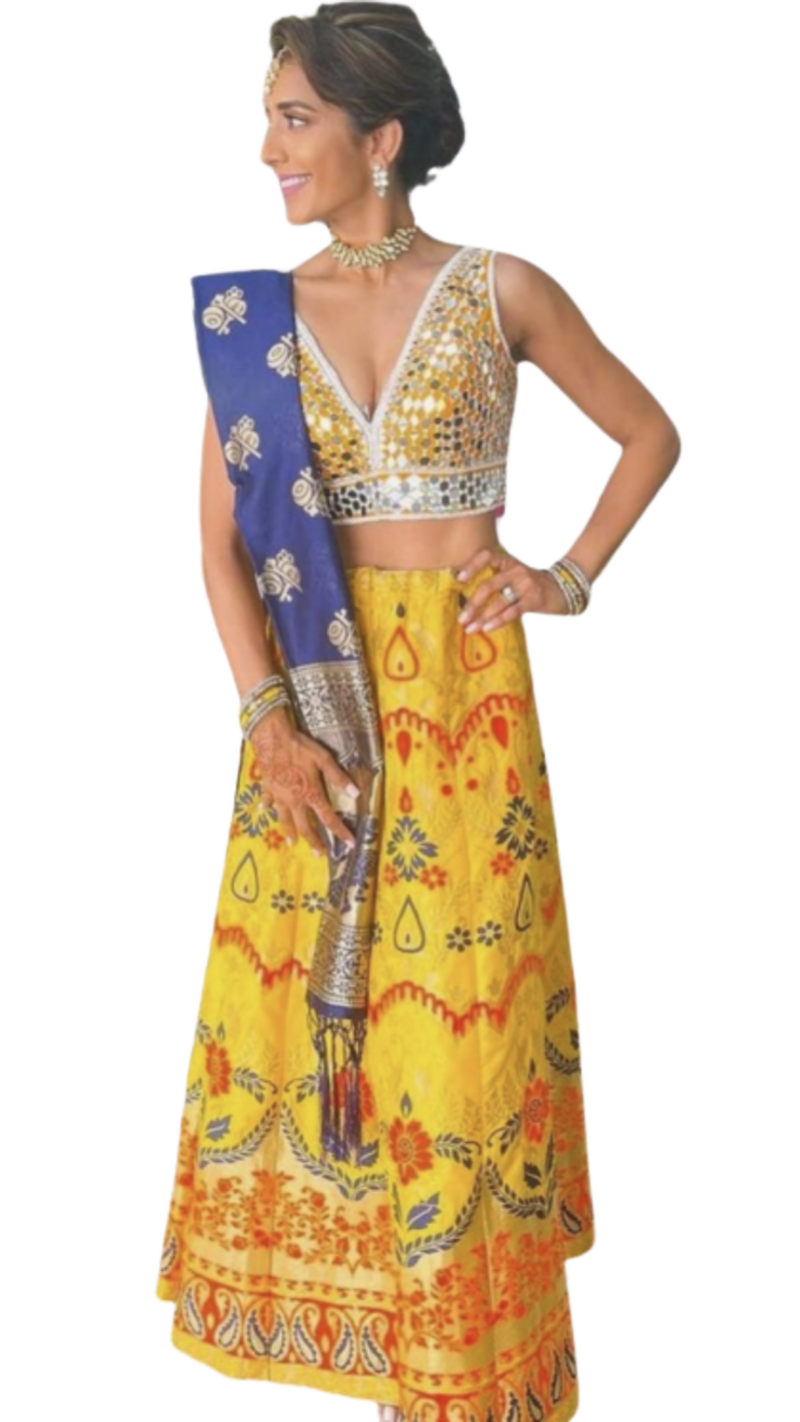 Yellow Banarasi Lehenga: Sample Sale - Preserve