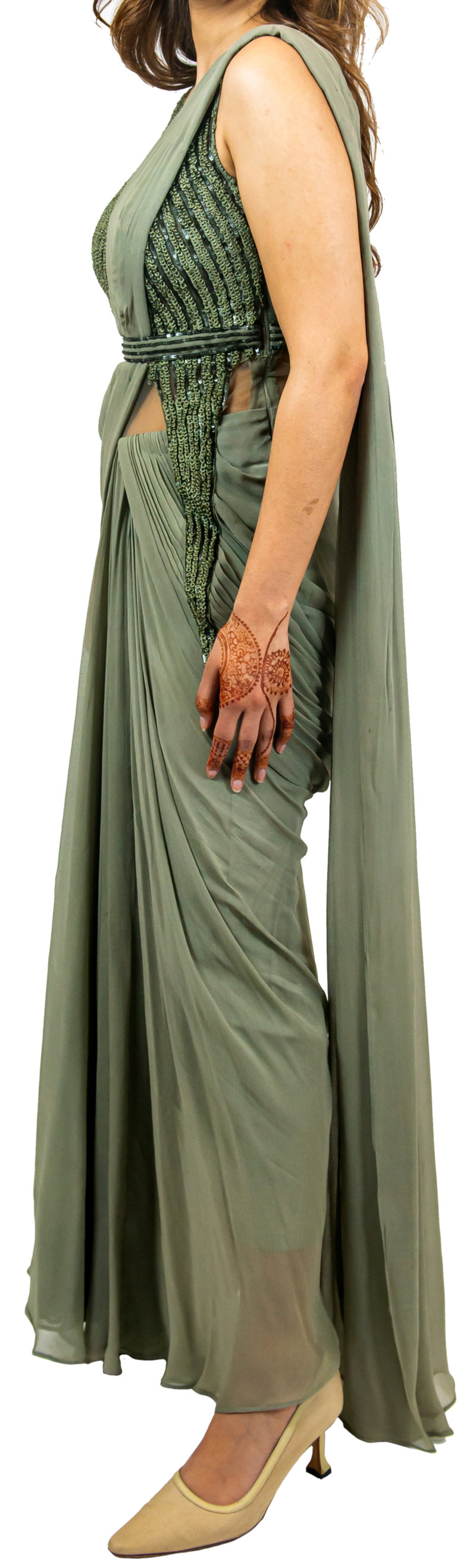 Sage Green Sari Gown – Preserve